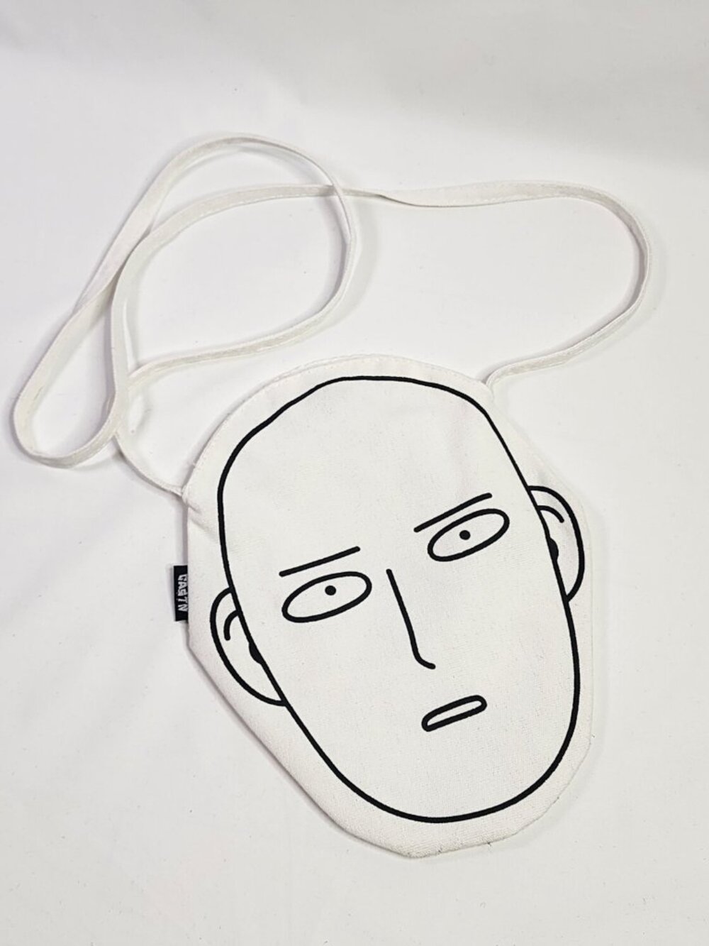 One Punch Man Saitama Face Crossbody Bag Anime Novelty Canvas Shoulder Bag White